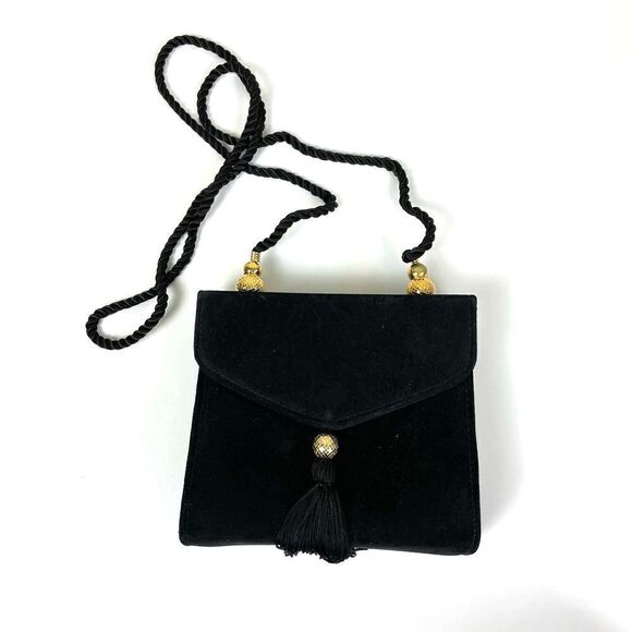 Mary Kay Cosmetics Black Suede Evening Bag Clutch Crossbody Shoulder Bag - Picture 1 of 5